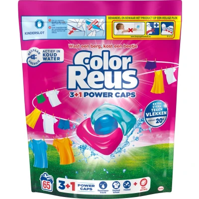 Afbeelding van Color Reus 3+1 Power Caps Wascapsules Gekleurde Was 65 Wasbeurten