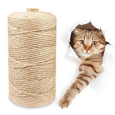 Afbeelding van Magrimaxio Natuurlijk jute touw, 6 mm x 50 m, krabtouw voor katten, tuinieren, decoratie, paalreparatie, krabpaal