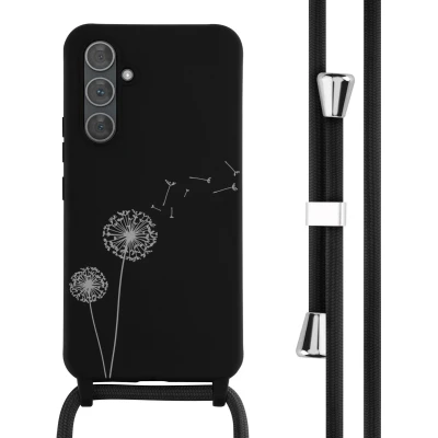 Afbeelding van iMoshion hoesje Geschikt voor Samsung Galaxy A54 (5G) met koord Siliconen design Zwart / Sky Black