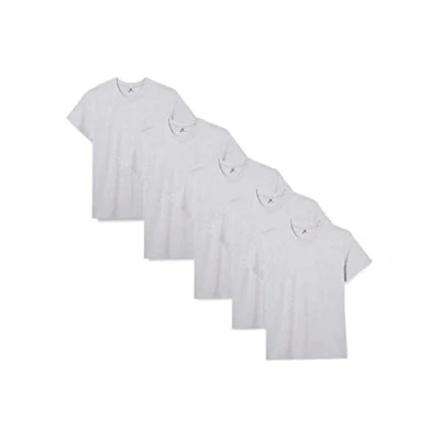 Image de Lower East T shirt à col rond (paquet de 5) Homme, Gris Clair Mélange, S