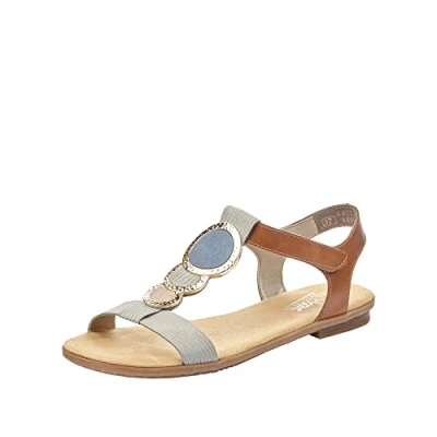 Afbeelding van Rieker 64278 damessandalen, Cement Amaretto Rose Jeans Grijs 42