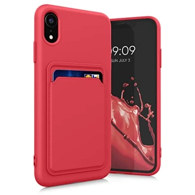Afbeelding van kwmobile telefoonhoesje geschikt voor Apple iPhone XR Hoesje met pasjeshouder TPU case in rood