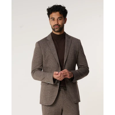 Afbeelding van The Blueprint Premium Mix &amp; Match Colbert Heren Bruin Grote Ruit