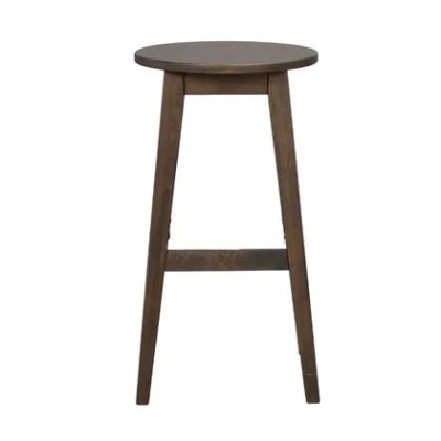 Afbeelding van Rowico Home Austin Barkruk Walnoot Hout Zonder Rugleuning Armleuning Rond Voor Kookeiland Zithoogte 65 cm