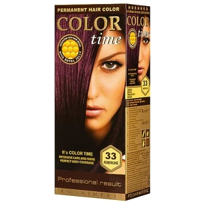 Afbeelding van Color Time Permanente Haarkleur Gel Verrijkt met Royal Jelly en Vitamine C Haarkleuring Kleur 33 Aubergine 100 ML