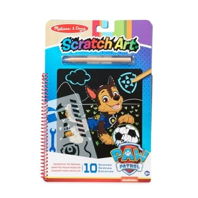 Afbeelding van Melissa &amp; Doug PAW Patrol Scratch Art Pad Activiteitenkrasblok Chase voor onderweg (10 taferelen)