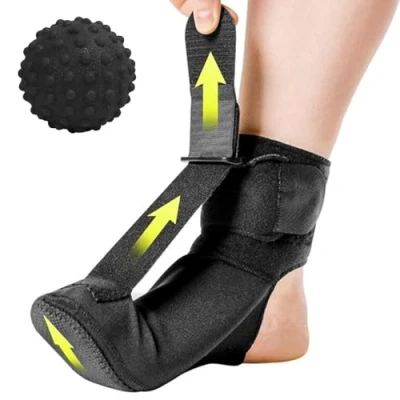 Afbeelding van TOEECY Nachtbrace voor plantaire fasciitis, voetbrace met verstelbare riemen en noppenmassagebal, ademende voetsteun ter verlichting van pijn bij fasciitis