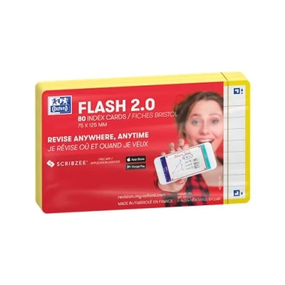 Afbeelding van Flashcard Oxford 2.0 75x125mm 80vel 250gr lijn geel