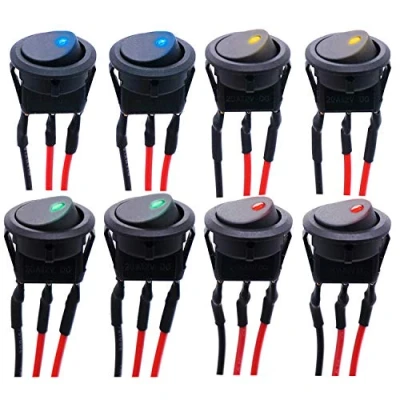 Afbeelding van Runcci Yun tuimelschakelaar, rond, LED, aan/uit schakelaar, met rood licht, 12 V, 20 A, 3 polig, voor auto, vrachtwagen, racewagen, vrijetijdsvoertuigen, marineblauw