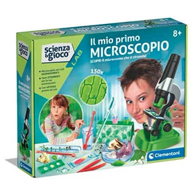 Afbeelding van Clementoni 19347 Wetenschap en Game Lab Mijn eerste microscoop laboratorium optische 150 x, wetenschappelijke experimenten voor kinderen vanaf 8 jaar (spel in Italië), gemaakt
