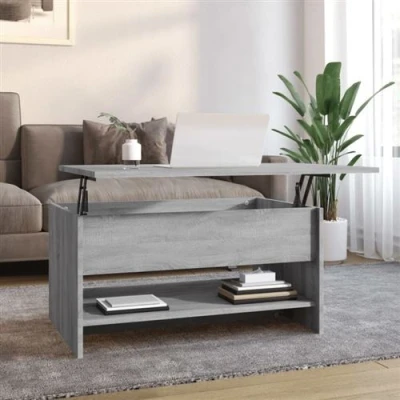 Afbeelding van Salontafel 80x50x40 cm bewerkt hout grijs sonoma eiken