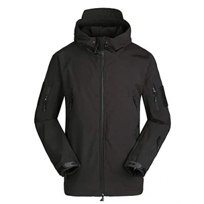 Afbeelding van LiliChan Tactische militaire jas voor heren, waterdicht, outdoorsport, jacht, militair, activiteiten in openlucht, zwart.