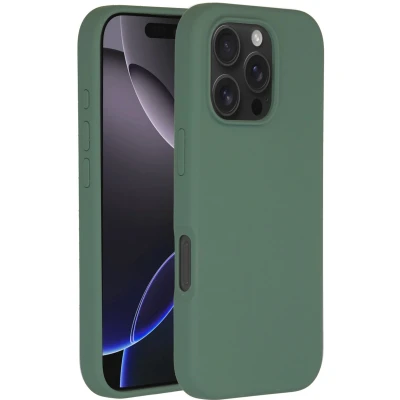 Afbeelding van Accezz Hoesje Geschikt voor iPhone 16 Pro Siliconen Liquid Silicone Backcover MagSafe Donkergroen