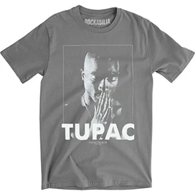 Afbeelding van Tupac Praying Heren T shirt XL Grijs