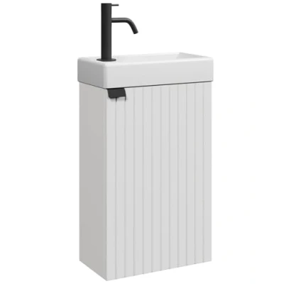 Afbeelding van Badplaats Toiletmeubel Bosco 40 x 22 cm Mat Wit Fonteinmeubel met Wastafel