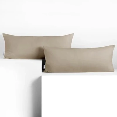 Afbeelding van DecoKing Set van 2 kussenslopen 40 x 120 cm Jersey 100% gekamd katoen met ritssluiting cappuccino amber