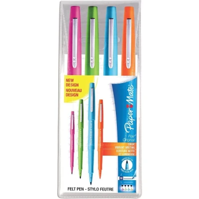 Afbeelding van Paper Mate fineliner Flair Original, etui met 4 stuks in geassorteerde kleuren