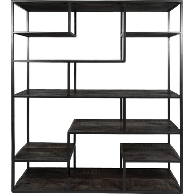 Afbeelding van Vakkenkast Huub Zwart Mangohout 175 x 145 cm Roomdivider