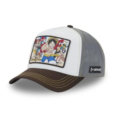 Afbeelding van One Piece herenpet, Luffy truckerpet, originele Manga Anime, Bruin/Beige