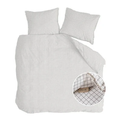 Afbeelding van Walra Dekbedovertrek Crossed Lines 200x220 100% Katoen (BCI) Beige