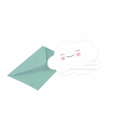 Image de Invitations Rainbow &amp; Cloud 9x12.5cm 8 pièces