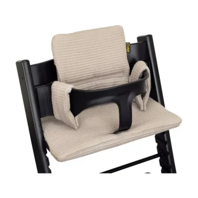 Afbeelding van Stoelverkleiner TrippTrapp Geschikt voor Stokke Tripp Trapp Kussenset Kinderstoel Verkleiner Perfecte Pasvorm Luxe Velvet / Zacht Katoen en Extra Dik Taupe Wafelstof