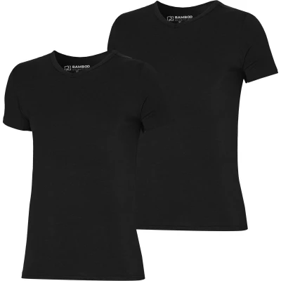 Afbeelding van 2 zachte bamboe T shirts van Pierre Calvini voor dames en Heren ronde hals Zwart M