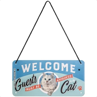 Afbeelding van NOSTALGIC ART METALEN BORD HANGING CATS WELCOME