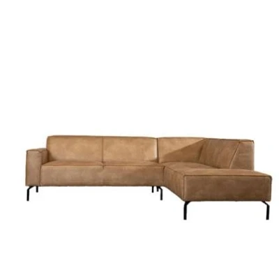 Afbeelding van Bronx71® Industriële hoekbank Kansas eco leer beige rechts