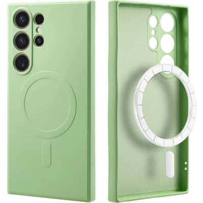 Afbeelding van iMoshion Hoesje Geschikt voor Samsung Galaxy S24 Ultra Siliconen Color Backcover MagSafe Groen