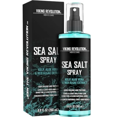 Image de Viking Revolution Sea Salt Spray pour Homme au Sel de Mer avec Extrait Kelp, Aloe Vera et Algues Rouges Volume Texture Effet Plage 240ml…