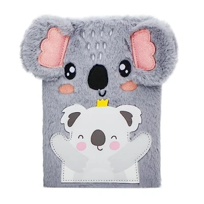 Afbeelding van EXERZ Koala A5 notitieboek met extra vak / penhouder voor kantoor, school, trendy cadeau, praktisch om mee te nemen, 160 pagina&#039;s