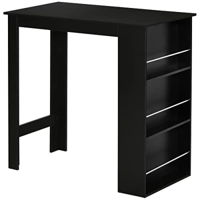 Afbeelding van HOMCOM Bartafel hoge keukentafel statafel toonbank afm. 112L x 57B 106H cm 3 planken zwart