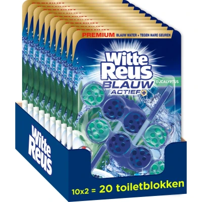 Afbeelding van 10x Witte Reus Toiletblok Blauw Actief Eucalyptus 2 stuks