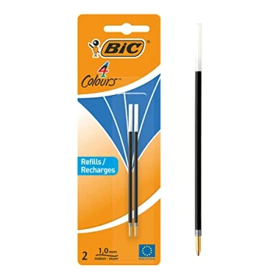 Afbeelding van Bic vulling voor balpen 4 Colours Medium, blister met 2 stuks, blauw balpenvullingen