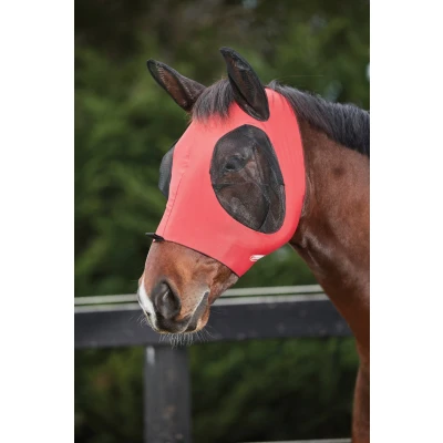 Image de Weatherbeeta Masque Anti Mouches Deluxe Stretch Bug avec Oreilles Rouge/Noir Mini