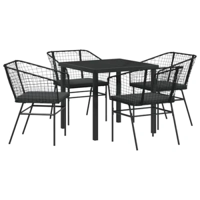 Afbeelding van vidaXL Set van 3 Zwart Poly Rattan, Gepoedercoat Staal Standaard