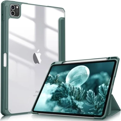Afbeelding van Fintie Hoes voor iPad Pro 11 2021 (3e Generatie) [Ingebouwde Penhouder] Schokbestendige Cover met Transparant Harde Schaal Terug Case 11&quot; / 2020 2018, (Middernacht Groen)