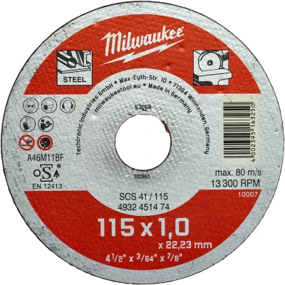 Afbeelding van MILWAUKEE 4932451474 Snijschijf, haakse slijper 115 1.0 13300