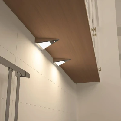 Afbeelding van PRIOS kastverlichting met dimmer 2lichts roestvrij staal, kunststof H: 4 cm staal Inclusief lichtbronnen