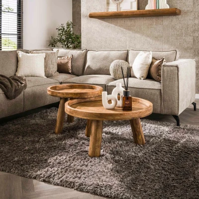 Afbeelding van Cira ronde salontafels set van 2 naturel