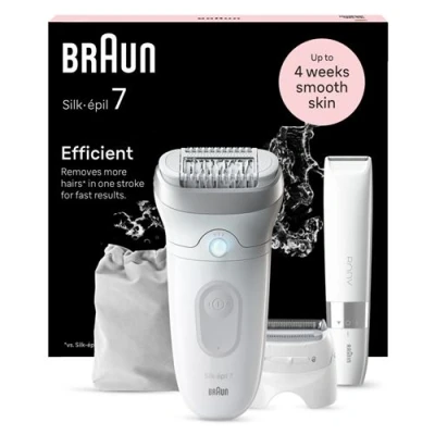 Image de Épilateur électrique BRAUN Silk épil 7 Épilation Facile Peau douce longue durée 441 Blanc / Argent
