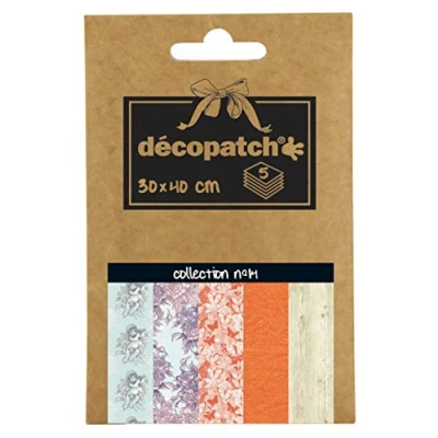 Afbeelding van Décopatch DP014O een zakje met 5 vellen decopatch papier, bedrukt 30 x 40 cm, motief Asorti, bloemen
