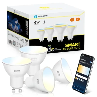 Afbeelding van Aigostar Ledlamp, wifi, GU10, SL2, 6 W, slimme lamp, Alexa, led, 2700 K 6500 K, dimbaar, compatibel met Alexa/Google Home, intelligente wifi geen hub nodig, 4 stuks.