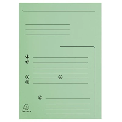 Afbeelding van Exacompta Ref. 334004E verpakking met 25 bedrukte harde doppen 2 super kleppen, 210 g/m² pastelkleuren PEFC™ gecertificeerd afmetingen 24 x 32 cm voor documenten in A4 formaat kleur lichtgroen