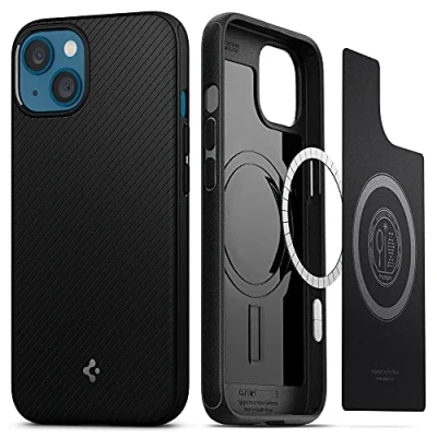 Afbeelding van Spigen Mag Armor Magfit beschermhoes compatibel met iPhone 13 mini, MagSafe mat zwart