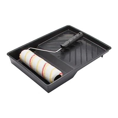 Afbeelding van Fit For The Job Set van 3 rollen 225 mm voor schilder emulsie op muren en plafonds Medium poolhuls gladde halfgladde oppervlakken met frame bak