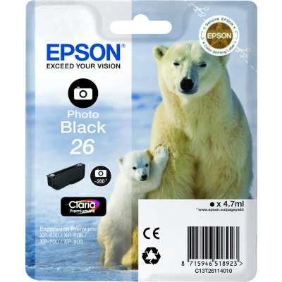 Afbeelding van Inktcartridge Epson 26 (T26114010) foto zwart
