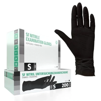 Afbeelding van 200 stuks nitril wegwerphandschoenen, handschoenen, poedervrij, latexvrij, niet steriel, zwart