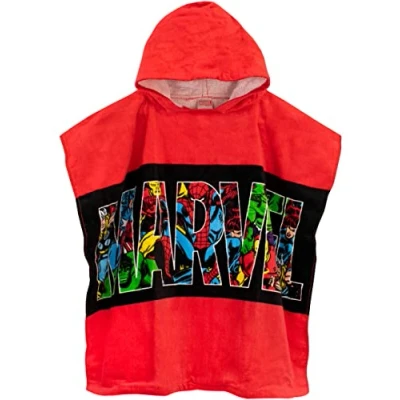 Afbeelding van Marvel Badponcho Avenger Ponchohanddoek voor kinderen badhanddoek en jongens Poncho Spidermanhanddoek Hulk handdoek met capuchon één maat, rood